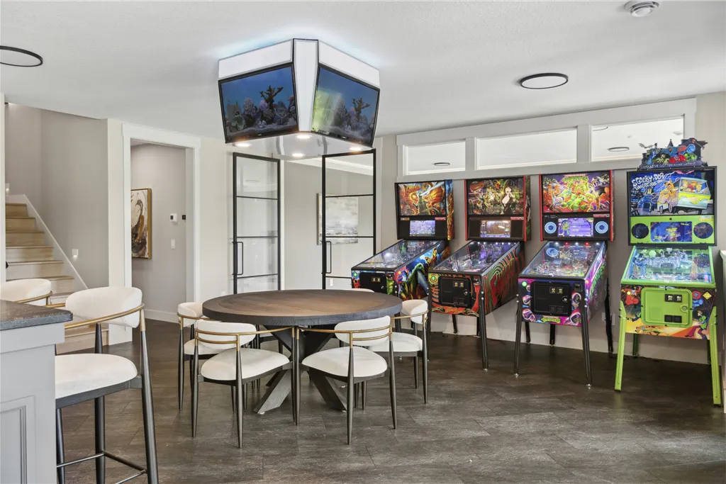 Contemporary luxury dining room with elegant furniture and modern design.