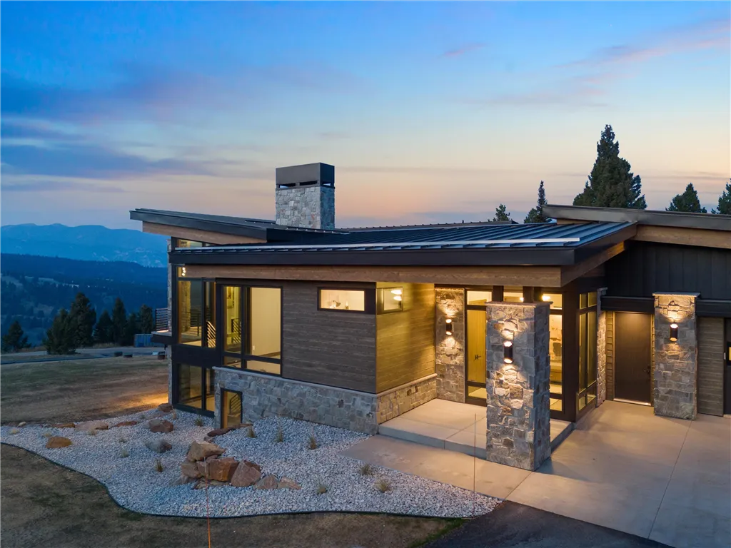 Charming bungalow with a porch at sunset