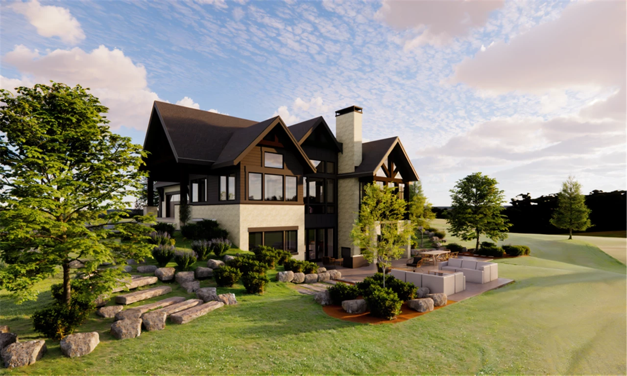 Luxury suburban bungalow by Hartman Homes with a spacious driveway and well-maintained lawn.