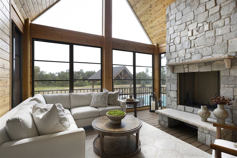 Contemporary family room with luxurious furniture and modern design.