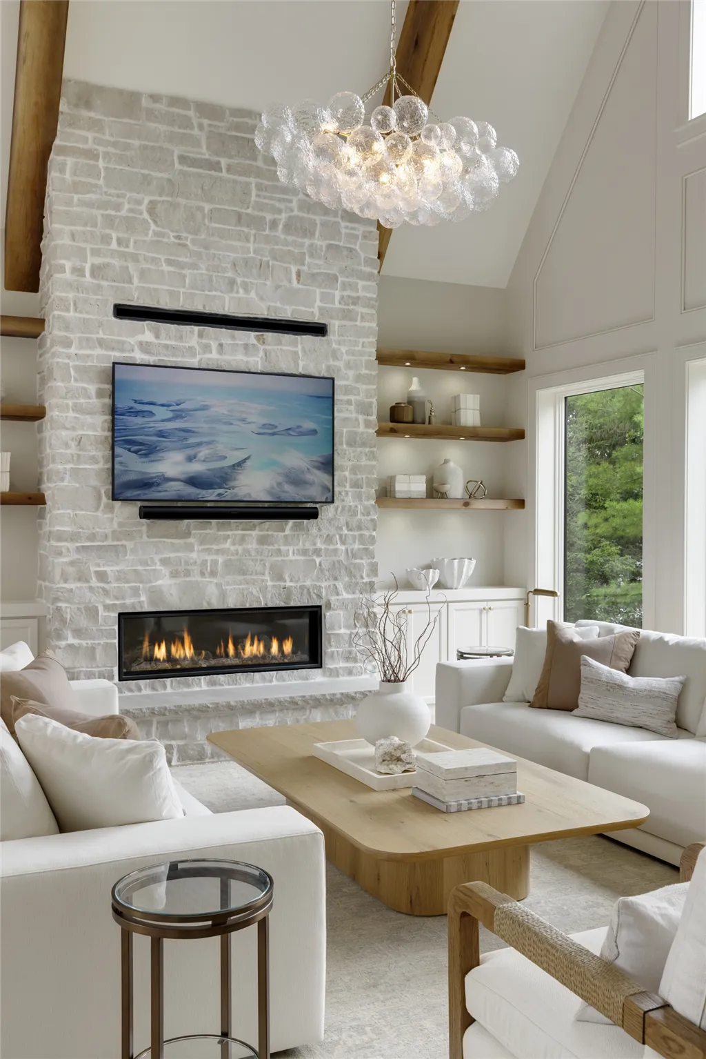 Contemporary luxury living room with minimalist furniture and decor.