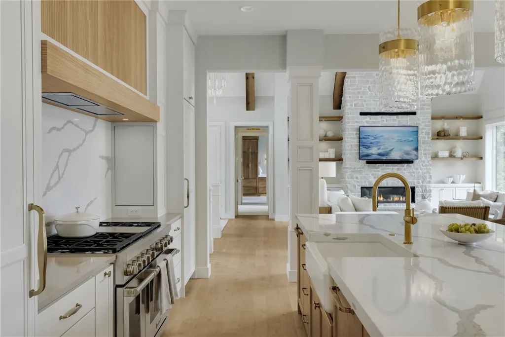 Contemporary luxury kitchen interior with modern furniture and minimalist design.