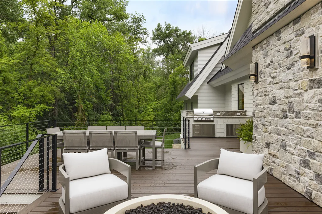 Luxury contemporary home with a patio and garden.