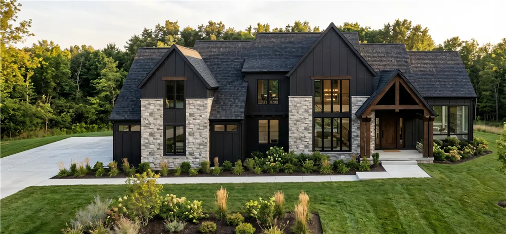 Exterior view of a modern chalet on the bluffs.